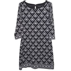 White House Black Market Women's Black White Contemporary Midi Dress Size Medium
